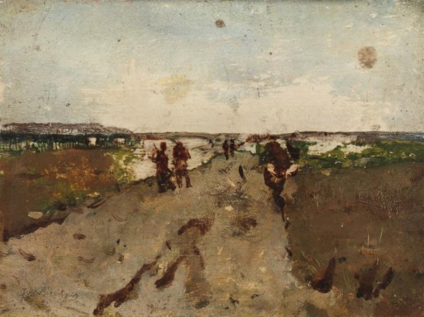 George Hendrik Breitner, Landscape near Waalsdorp, with Soldiers on Maneuver