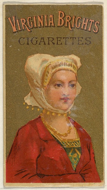 Allen & Ginter, From the Girls and Children series (N64) promoting Virginia Brights Cigarettes for Allen & Ginter brand tobacco products