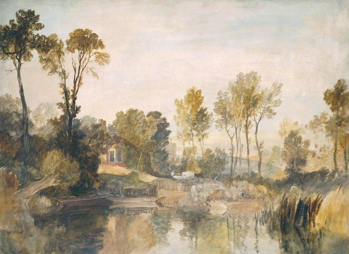 J. M. W. Turner, House beside the River, with Trees and Sheep