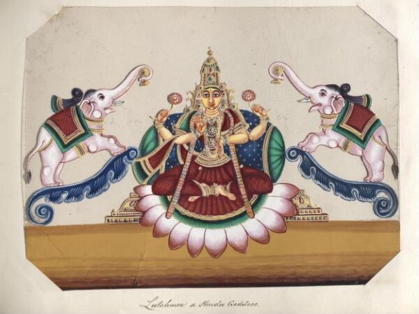 Unknown, One of seventeen mica paintings depicting Hindu deities.