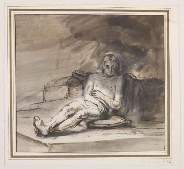 Rembrandt van Rijn, Study of Nude Youth Seated on a Cushion