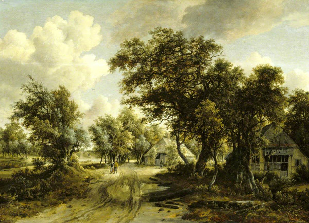 Meindert Hobbema, Cottage beside a Track through a Wood