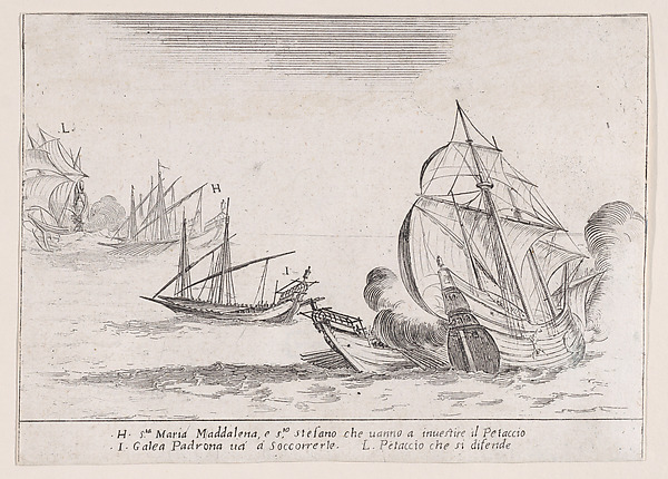 Jacques Callot, L'Abordage du Taccio (The Collision of Taccio), from "Les Combats de Quatre Galères" (The Battles of Four Galleys)