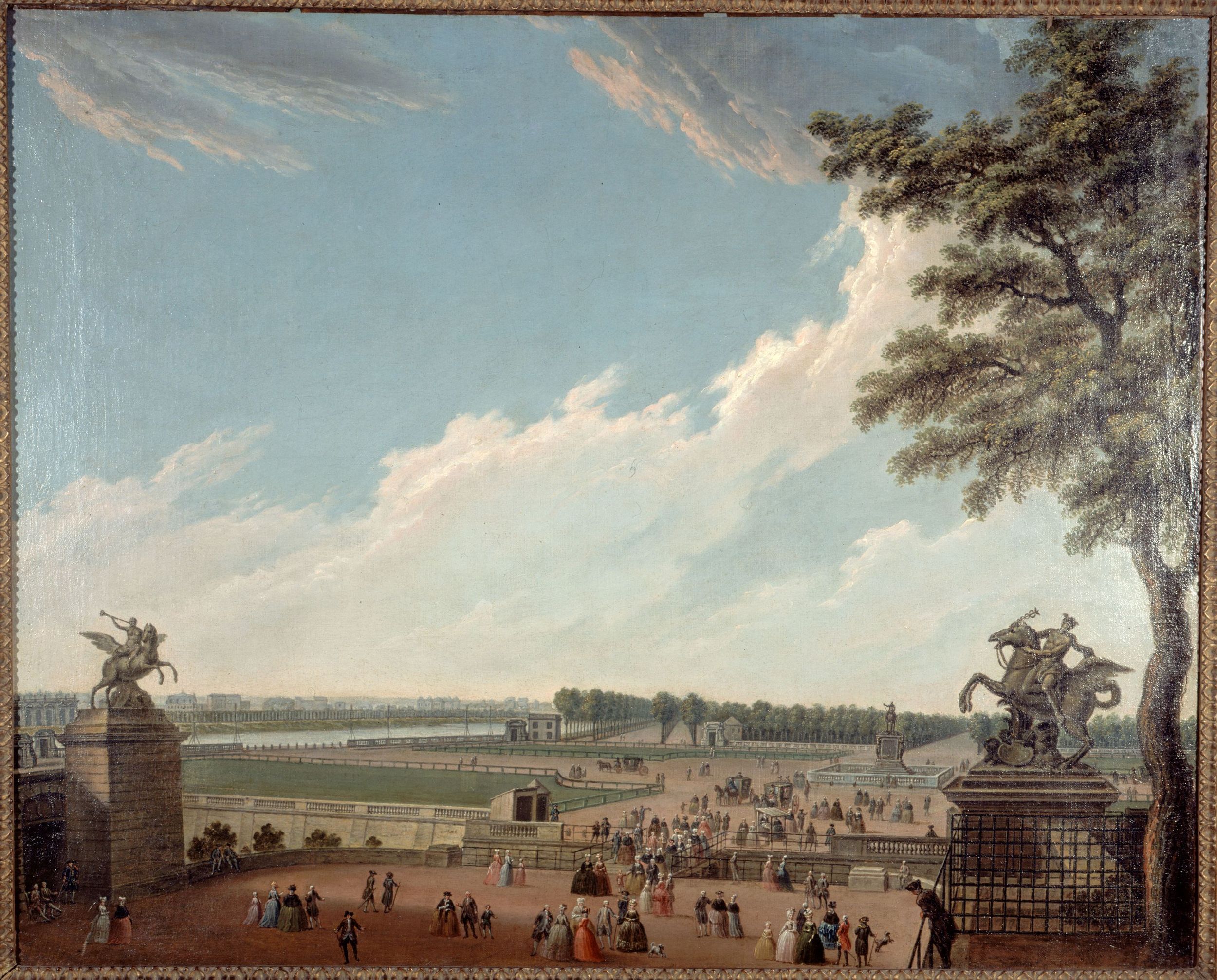 Anonyme, La place Louis XV et les Champs-Elysées, vus du pont tournant, vers 1780