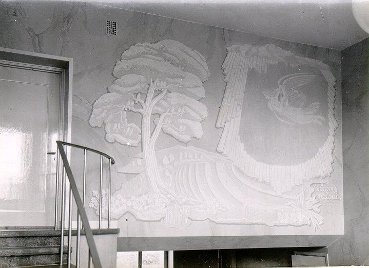 Unknown artist, Kv. S:t Bernhard, Warenbergsgatan 5 - Botvidsgatan 41, Församlingshemmet. Freskomålning i Församlingshemmets foajé.