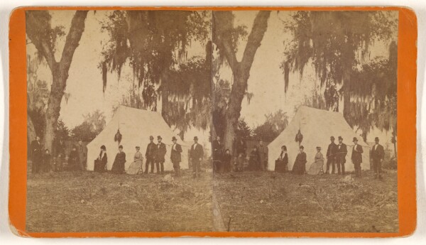 Unknown, [In front of Tent. M.H.C. Mrs Brache Mrs. Hehman standing. Mrs. Mills. others unknown.]