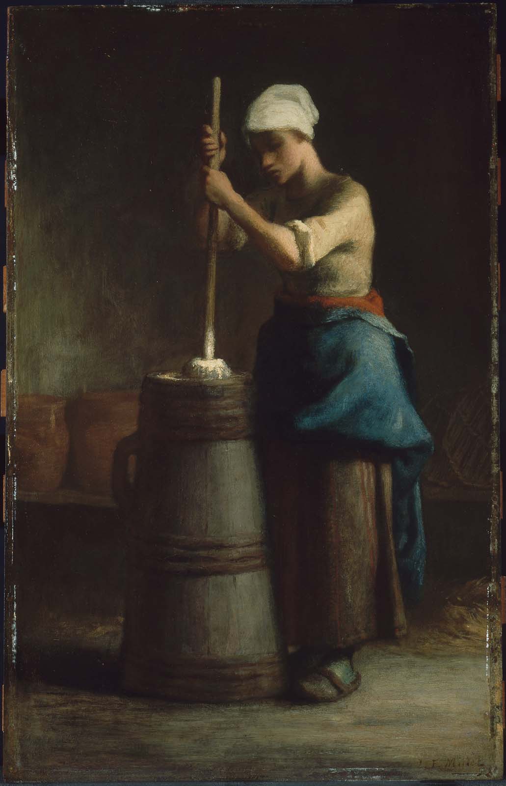Jean-François Millet, Young Woman Churning Butter