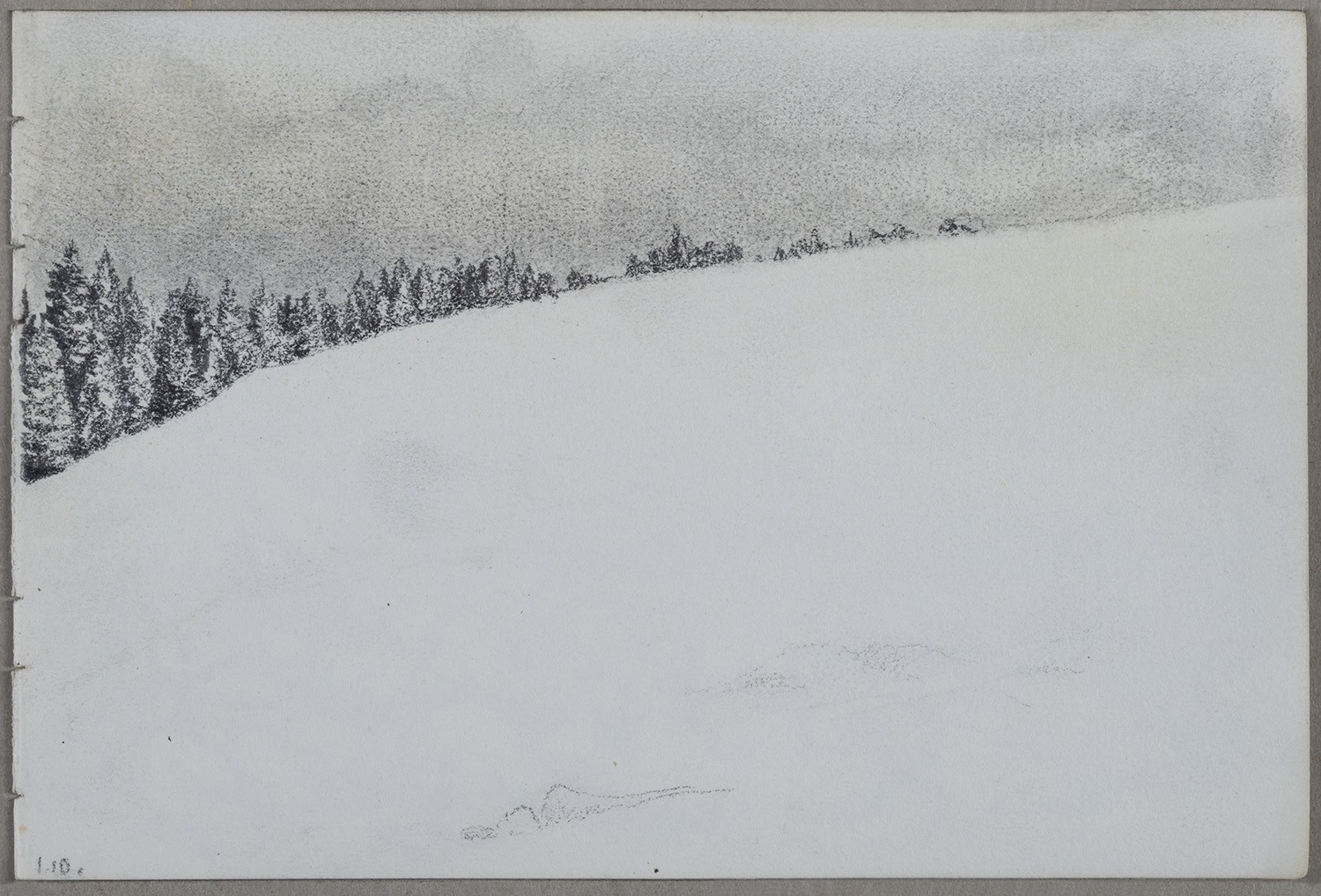 Ernst Morgenstern, Unidentifizierter Ort: Fichtenwald hinter Schneefeld (Skizzenbuch Ernst Morgenstern, Beilage)