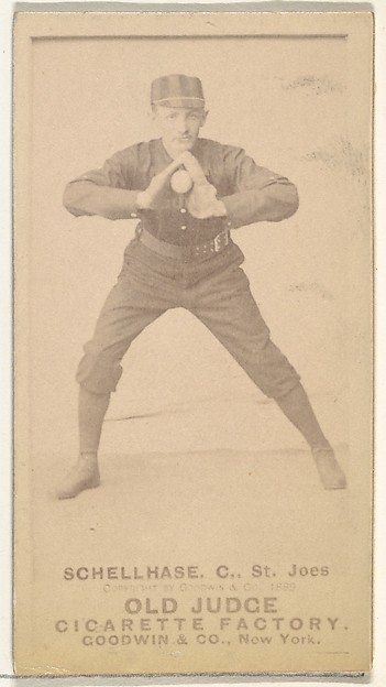 Goodwin & Company, Albert Herman "Schelley" Schellhase, Catcher, St. Joseph Clay Eaters, from the Old Judge series (N172) for Old Judge Cigarettes
