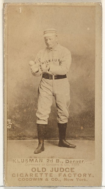 Goodwin & Company, William F. "Billy" Klusman, 2nd Base, Denver, from the Old Judge series (N172) for Old Judge Cigarettes