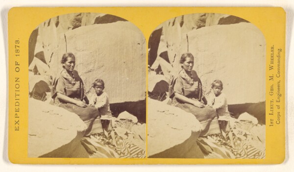 Timothy H. O'Sullivan, Navajoe Indian Squaw and child at their home, in Canon de Chelle.