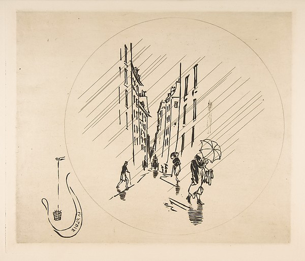Félix Bracquemond, Decoration for a Plate: Rain