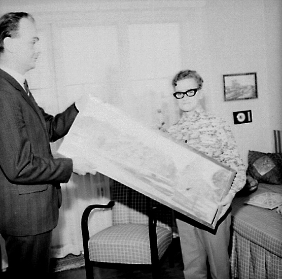Knut Borg, Interior, two people, Kexen’s Art Club. Örebro Kexfabrik