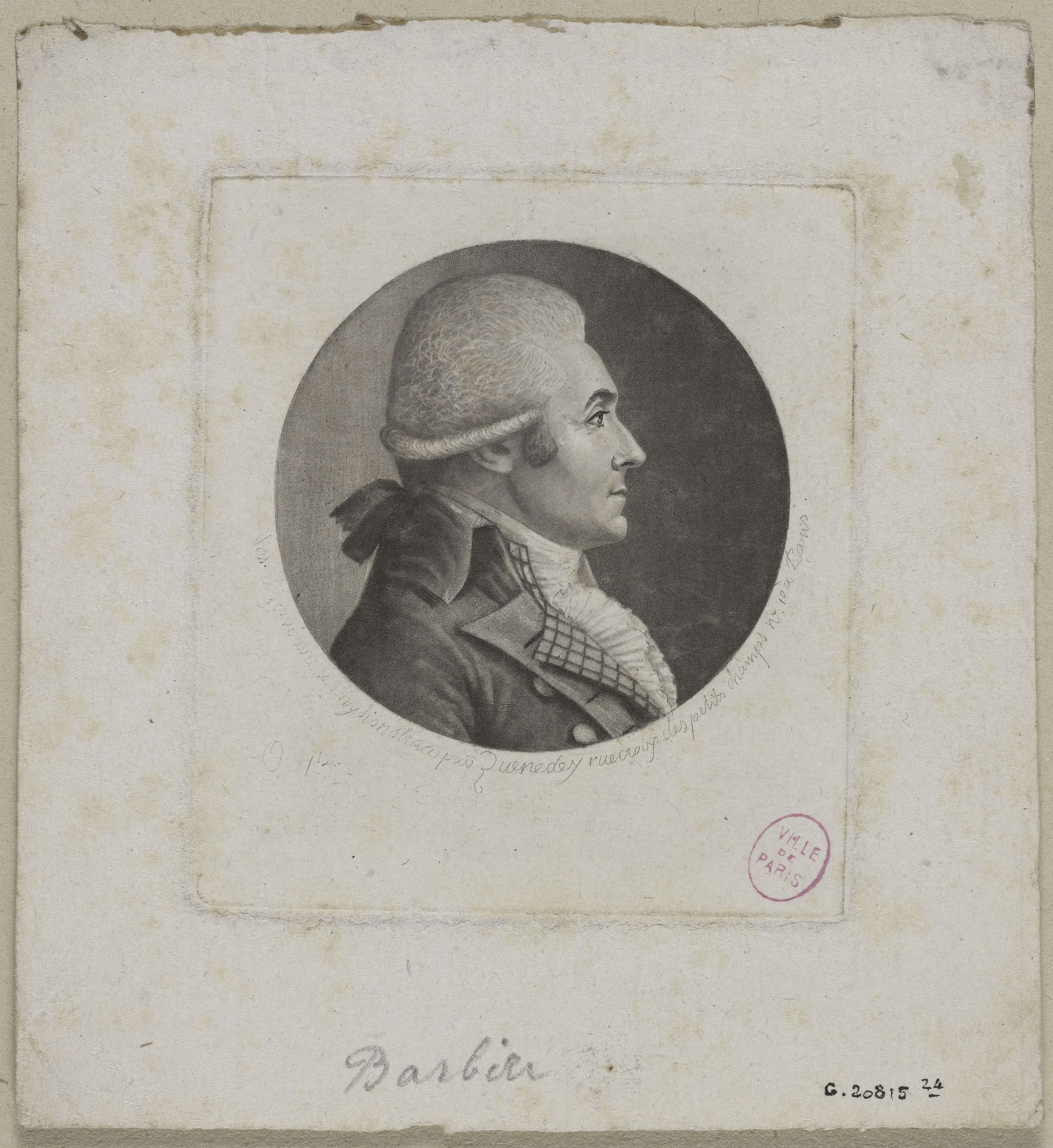 Edmé Quenedey, Portrait de Monsieur Barbier