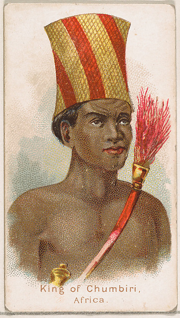 William S. Kimball & Company, King of Chumbiri, Africa, from the Savage and Semi-Barbarous Chiefs and Rulers series (N189) issued by Wm. S. Kimball & Co.