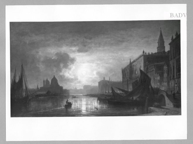 Eduard Schleich the Elder, Moon-light at the River in Venice