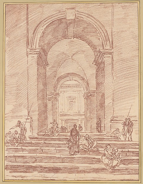 Hubert Robert, Figures in a Roman Arcade