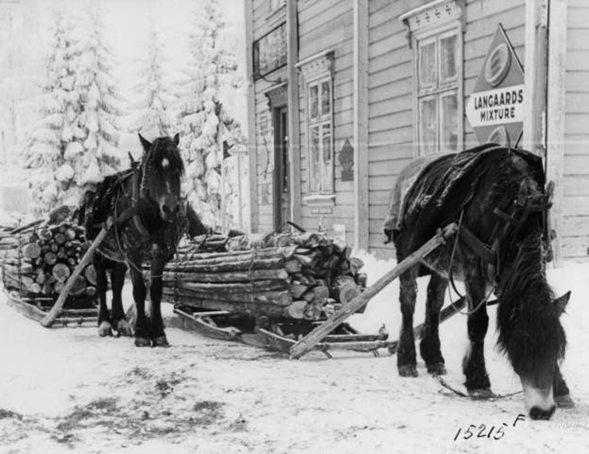 Anders Beer Wilse, Hester drar lass med tømmer.