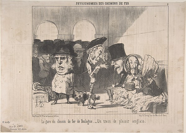 Honoré Daumier, The Boulogne Train Station. An English Excursion Train (La gare de chemin de fer de Boulogne. Un train de plaisir anglais), from Physionomies des Chemins de Fer (Physiognomies of the Railways)