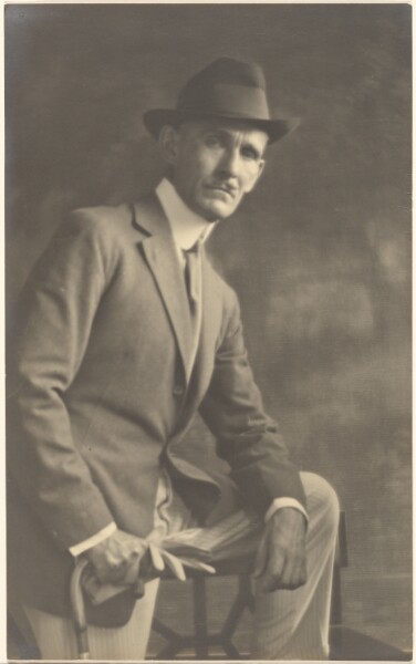 Louis Fleckenstein, [Portrait of a Man with Cane and Gloves]
