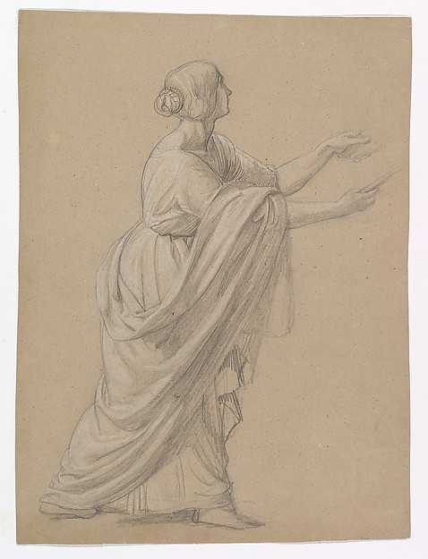 Wilhelm Schadow, Study of a Woman Walking to the Right