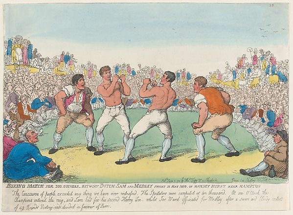 Thomas Rowlandson, Boxing Match for 200 Guineas, Betwixt Dutch Sam and Medley, Fought 31 May 1810, on Moulsey Hurst Near Hampton