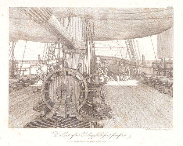 C.W. Eckersberg, Dækket af et orlogsskib, set forefter.