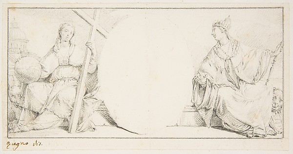 Francesco Zugno, Allegorical Figures of Religion and Venice Flanking an Empty Cartouche