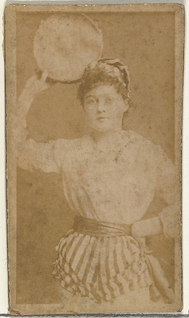 W. Duke, Sons & Co., [Actress holding tambourine], from the Actors and Actresses series (N145-8) issued by Duke Sons & Co. to promote Duke Cigarettes