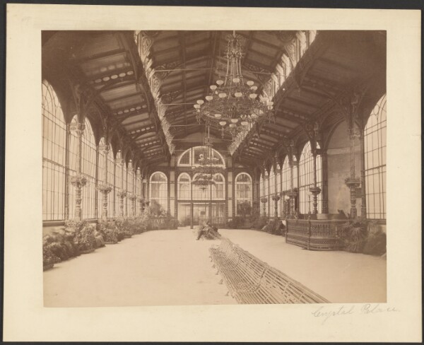 Unknown, [Interior of a long window-lined room]