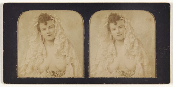 Unknown, [Woman wearing a lace mantilla with breasts exposed]