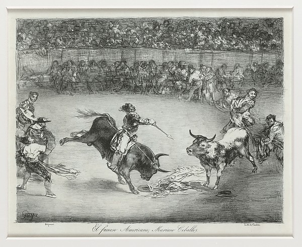 Goya (Francisco de Goya y Lucientes), Mariano Ceballos riding a bull, from the 'Bulls of Bordeaux'