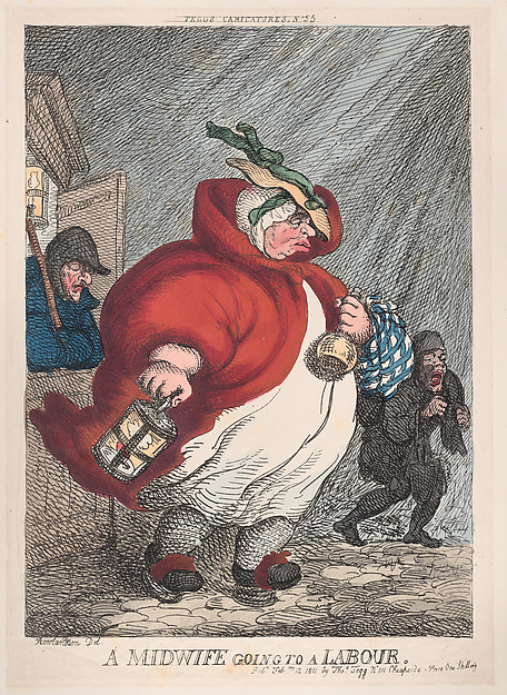 Thomas Rowlandson, A Midwife Going to a Labour