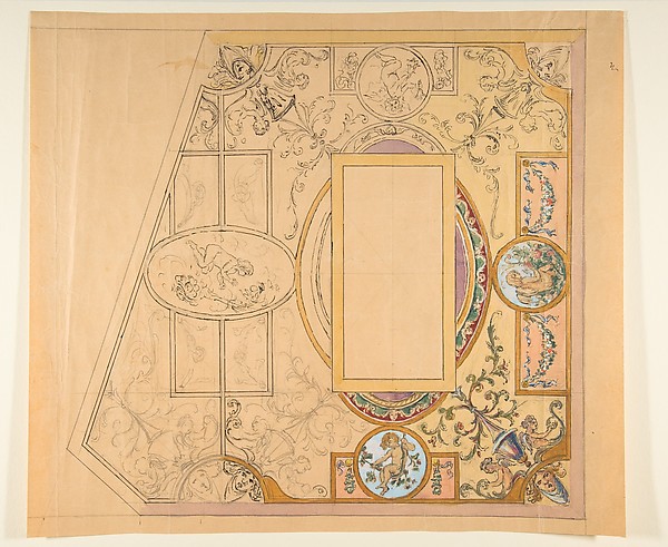 Anonymous, French, 19th century, Design for a ceiling decoration