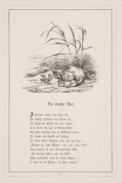 H.P. Hansen, Den dræbte And. Illustration til H.V. Kaalund, "Fabler for Børn"