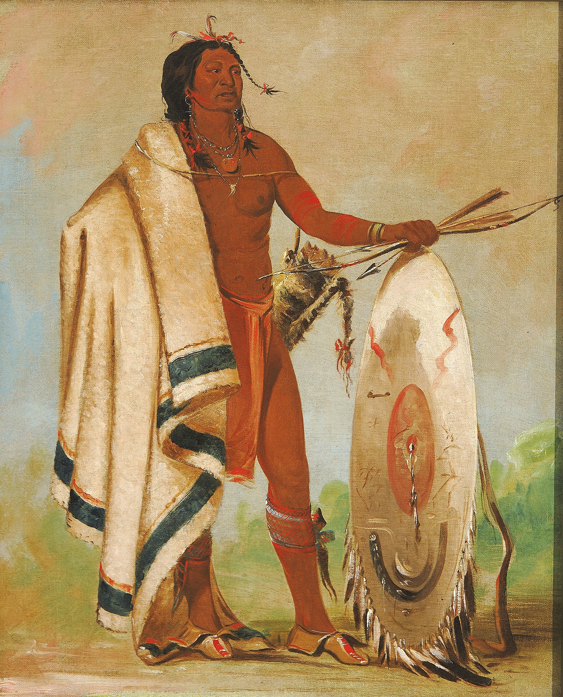 George Catlin, Kotz-a-tó-ah, Smoked Shield, a Distinguished Warrior