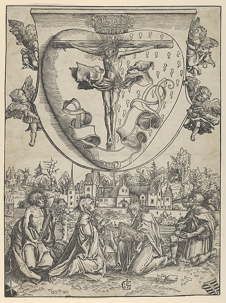 Lucas Cranach the Elder, Four Saints Adoring Christ Crucified on the Sacred Heart