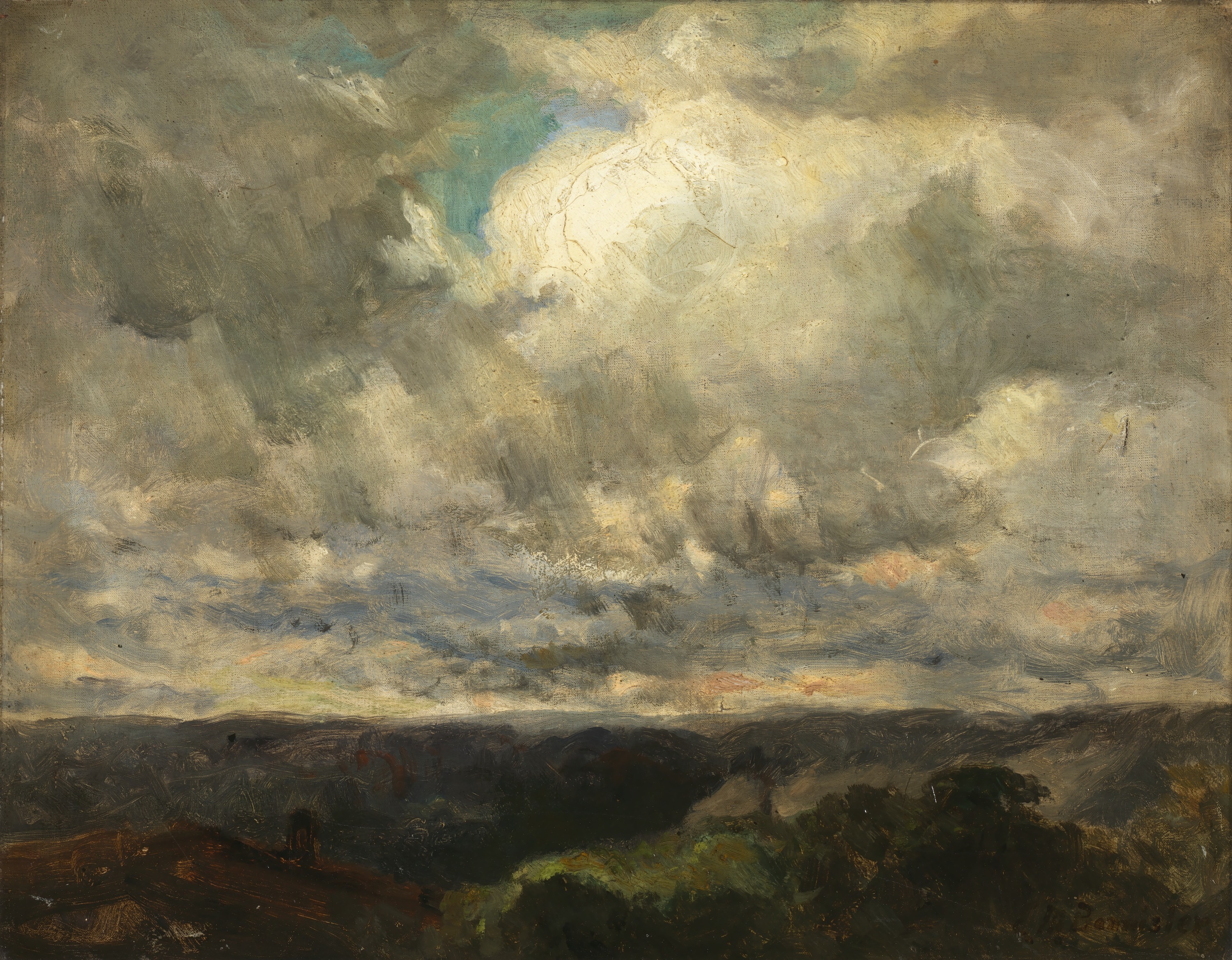 Edward Mitchell Bannister, Untitled (landscape, cloudy sky)