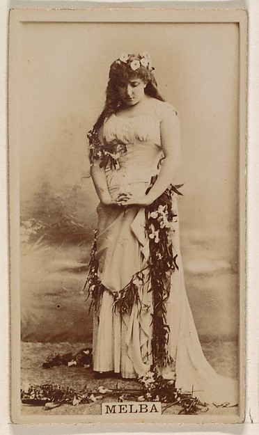 Kinney Brothers Tobacco Company, Miss Melba, from the Actresses series (N245) issued by Kinney Brothers to promote Sweet Caporal Cigarettes