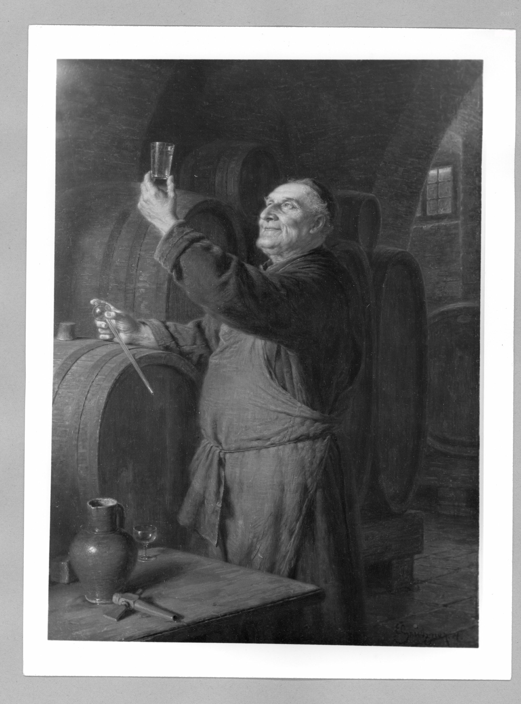 Eduard von Grützner, Mönch im Keller bei der Weinprobe