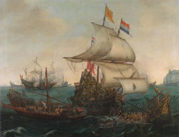 Hendrick Cornelisz Vroom, Dutch Ships Ramming Spanish Galleys near Calais, 3 October 1602