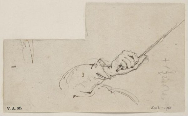 George Chinnery, An arm and hand holding a stick