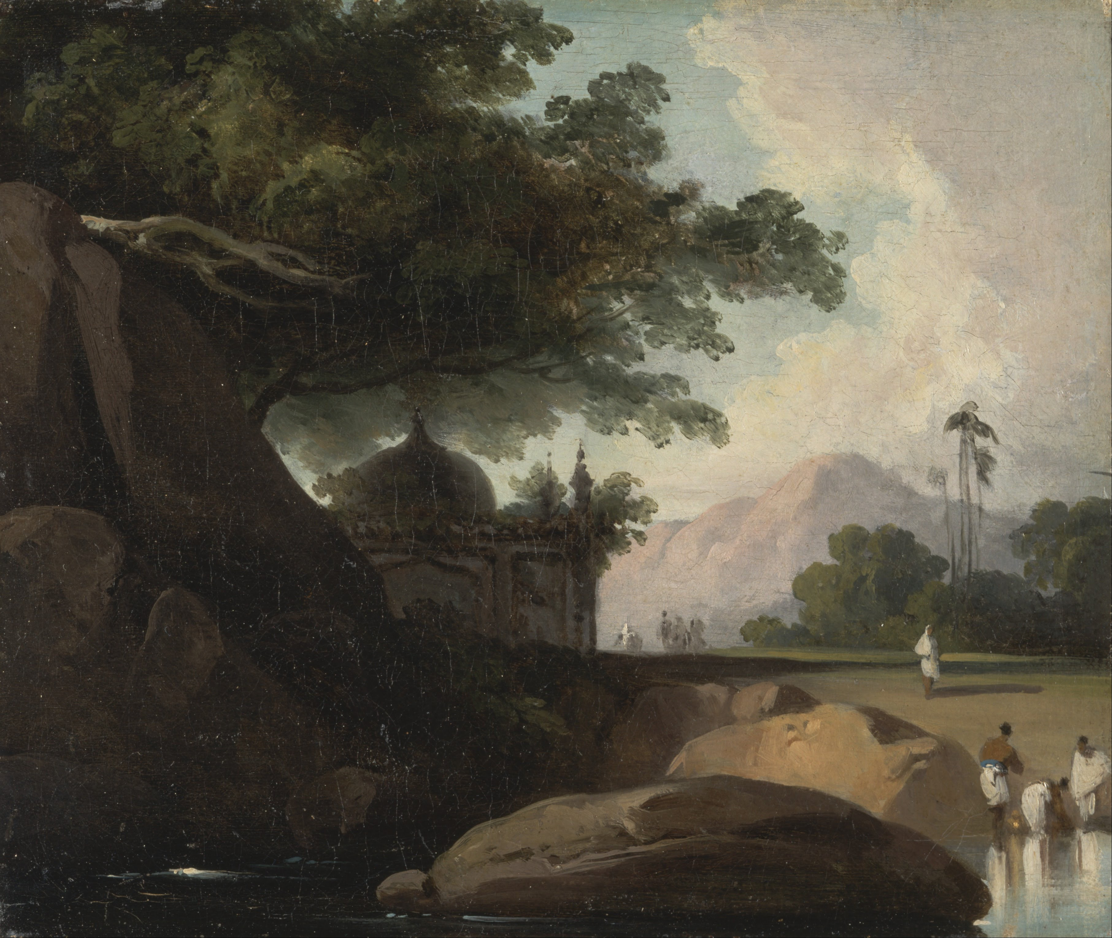 George Chinnery, Indian Landscape with Temple