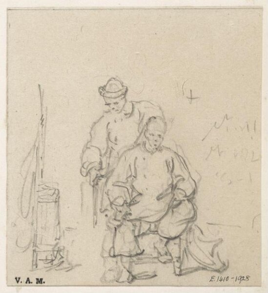 George Chinnery, A barber standing behind his customer