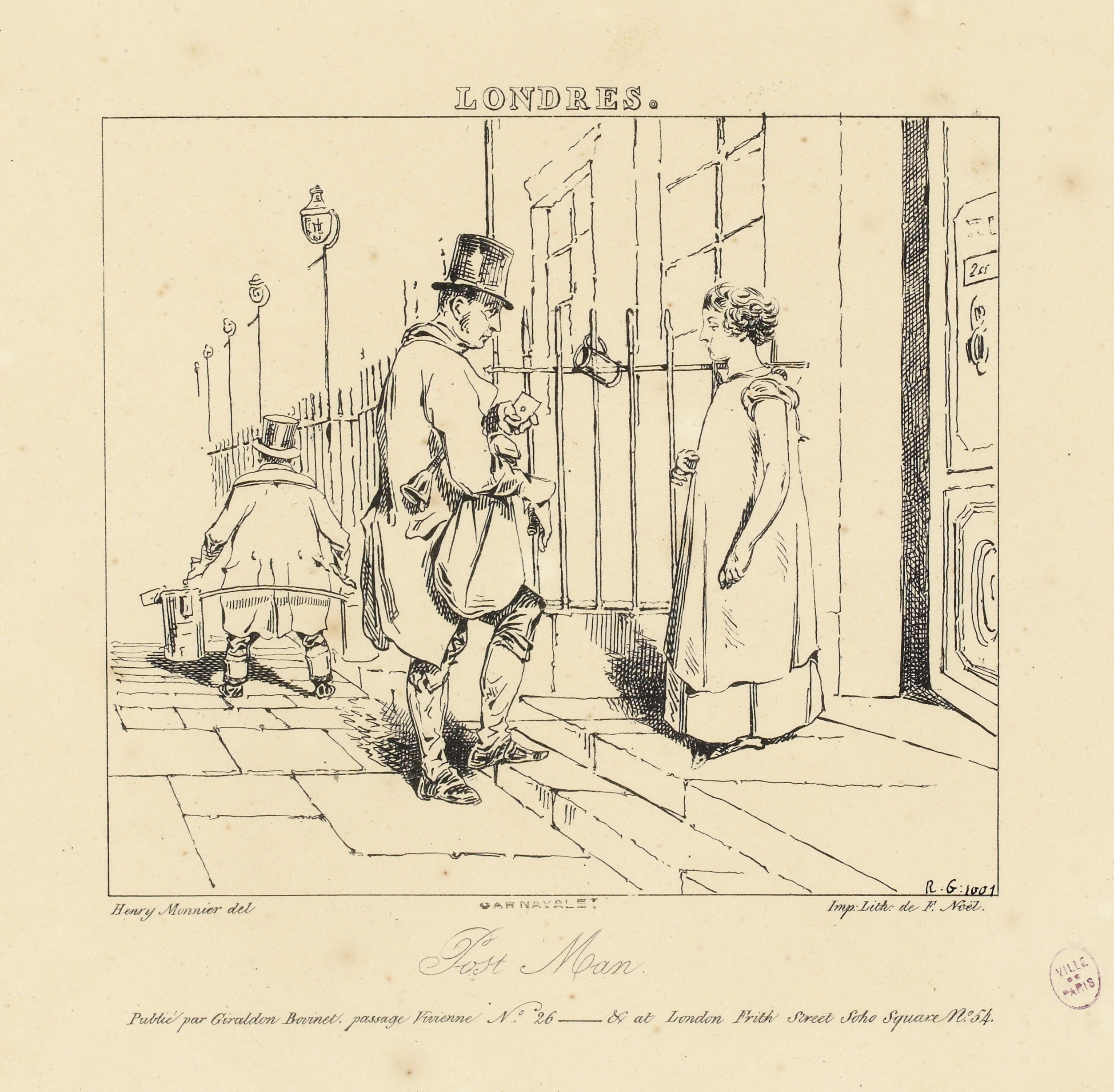 Henry Monnier, Rencontres de Paris et de Londres. Post man.
