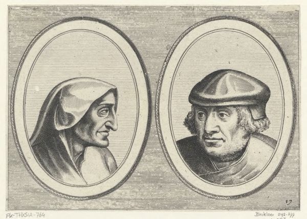 Doetechum, Johannes of Lucas van, (printmaker), Aerdighe Kniertje and Onbekommerde Klaes
