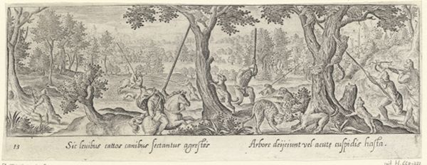 Collaert, Adriaen, (-1618), (printmaker), Venationis, piscationis, et aucupii typi: Wild cat hunt