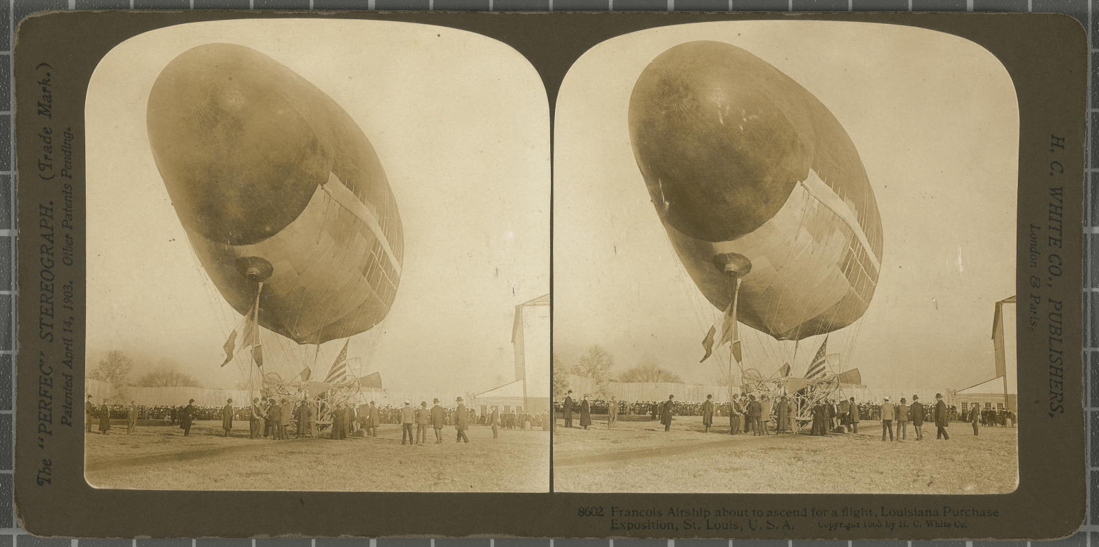 Desconegut, François Airship about to ascend for a flight, Louisiana Purchase Exposition, St. Louis, U.S.A. White, H.C. & Co., The\ ‘Perfec\’ Stereograph