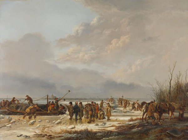 Pieter Gerardus van Os, Breaking the Ice on the Karnemelksloot, Naarden, January 1814