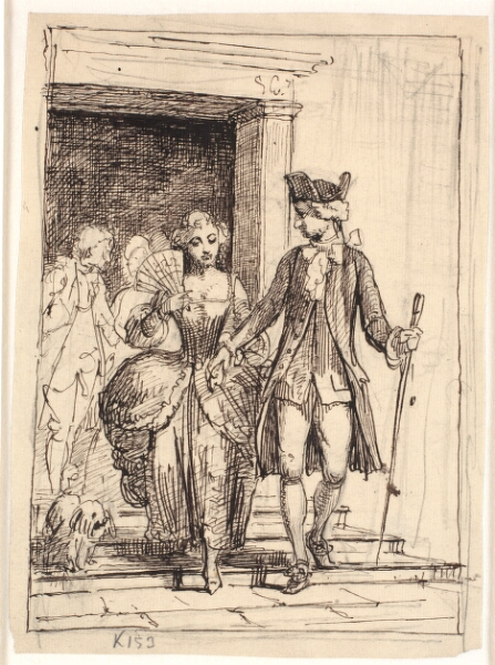 Wilhelm Marstrand, Leander og Leonora, bag dem Henrik og Pernille